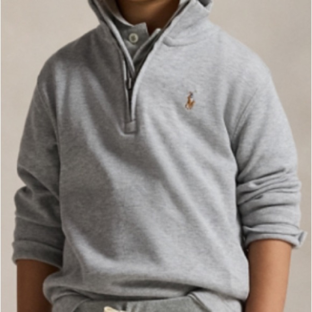 Ralph Lauren Boys' Light Gray Quarter-Zip Sweatshirt